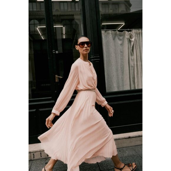 ZARA PLEATED MIDI DRESS WITH BELT - Picture 2 of 11